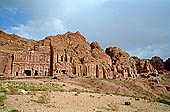 Petra - the sun of the sunset illuminates the magnificent Royal Tombs 